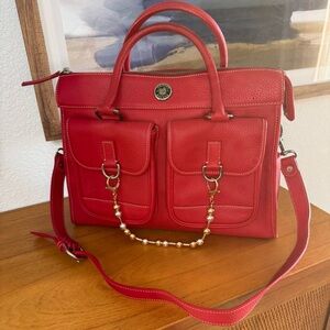 Dooney & Bourke Red Leather Double Pocket Tote/Satchel